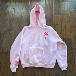 Pink Palm Puff Graphic Hoodie